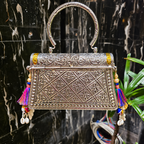 Multi meenakari bag with top brass handle