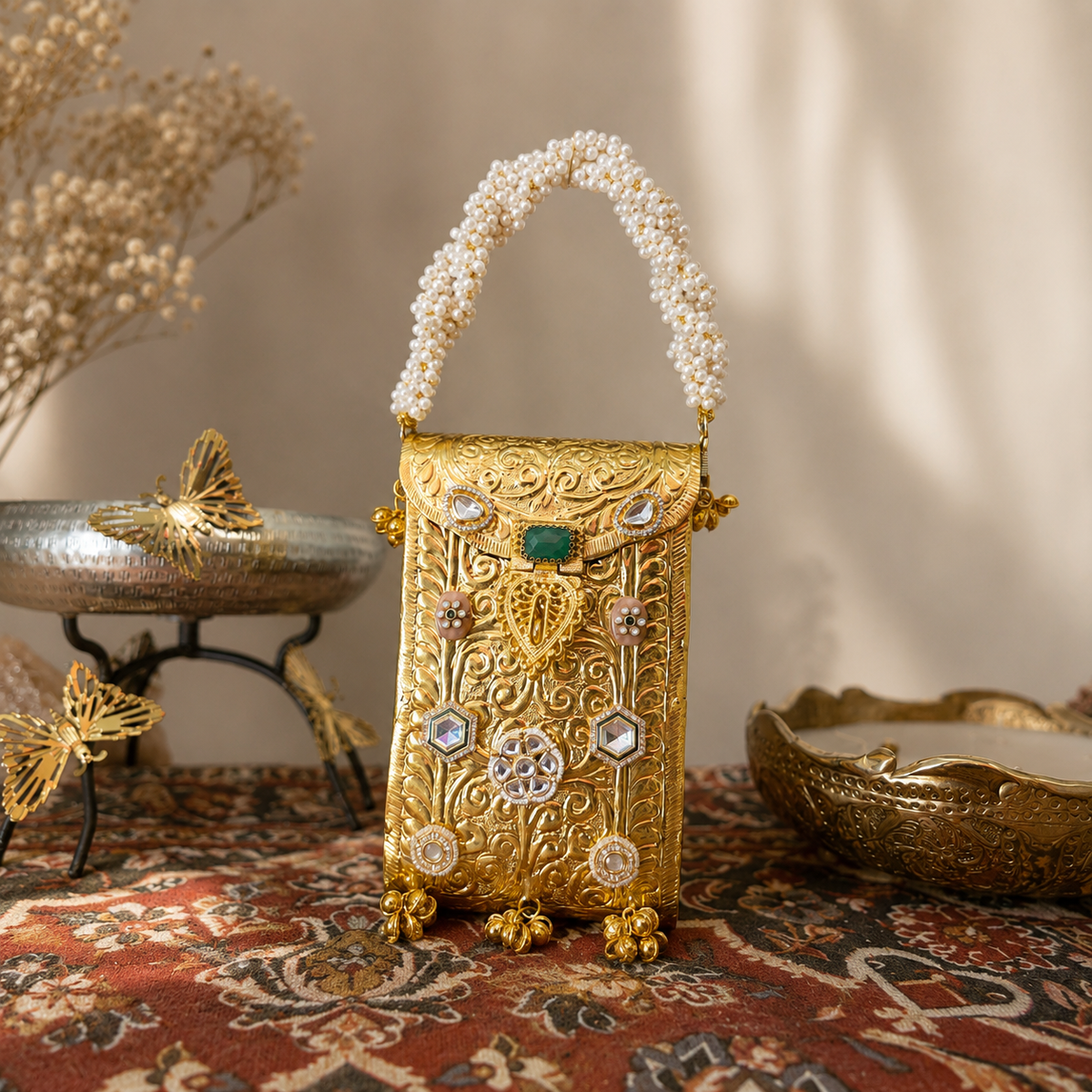 Kundan mobile batua bag [gold] Main image