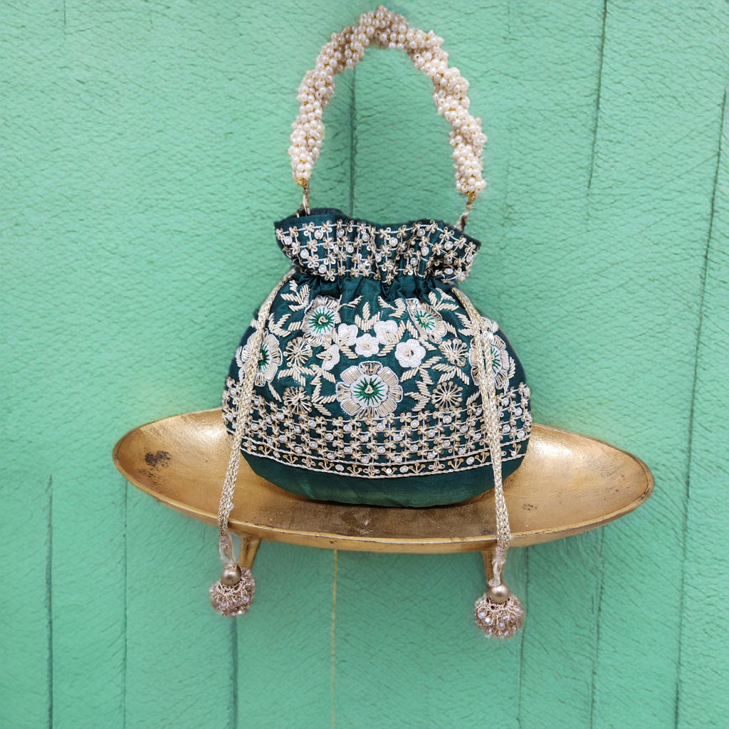 Floral Saga Potli - Green Main image