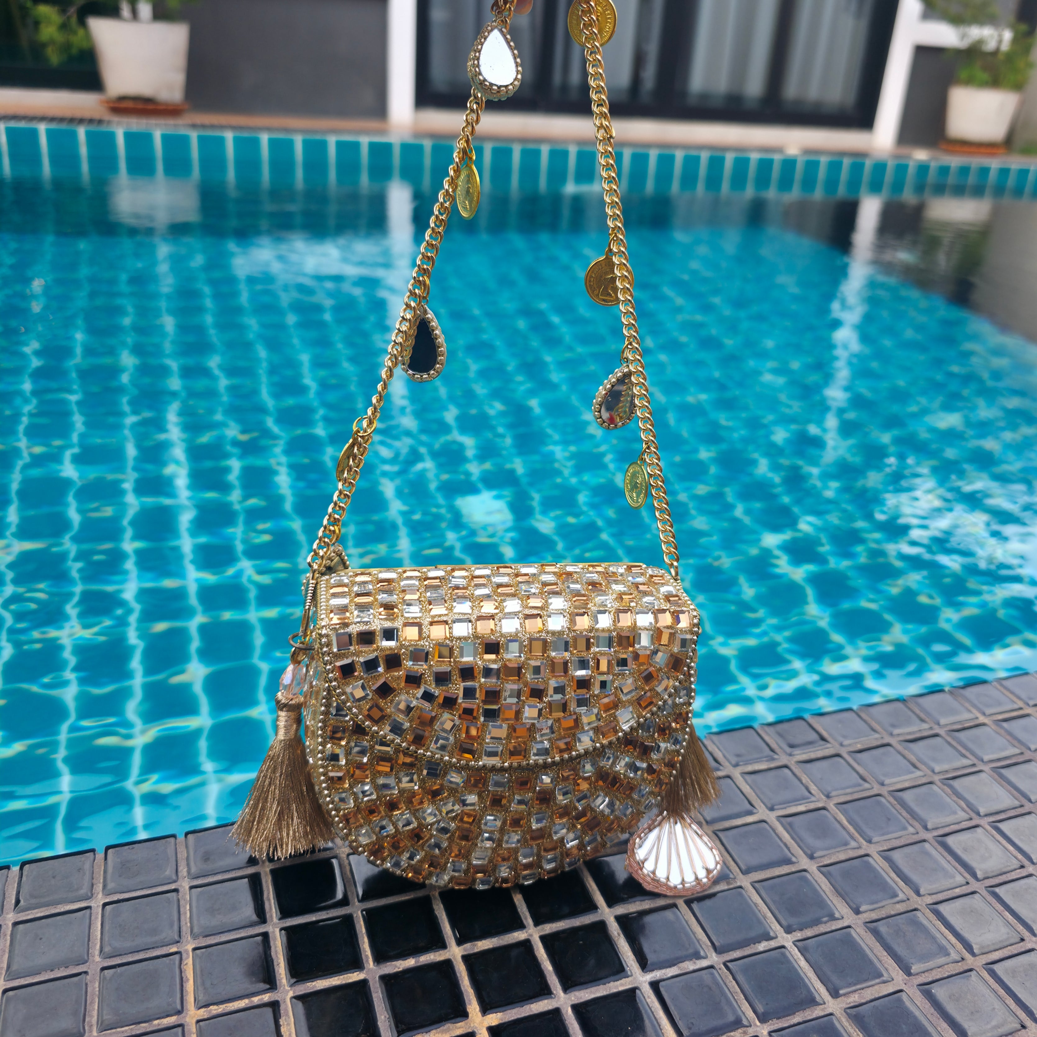 Mini mirror coin bag gold & silver Main image