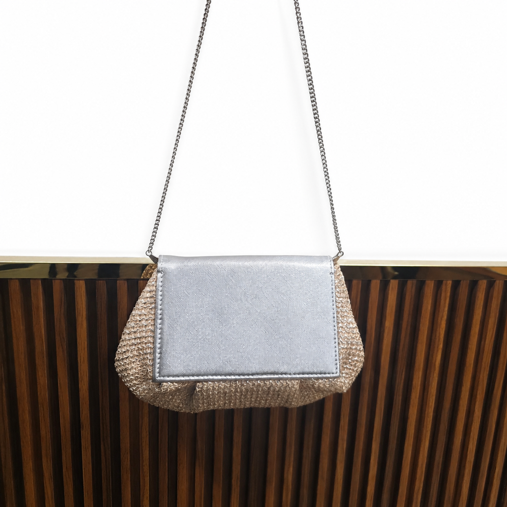 Elephant batua bag in silver