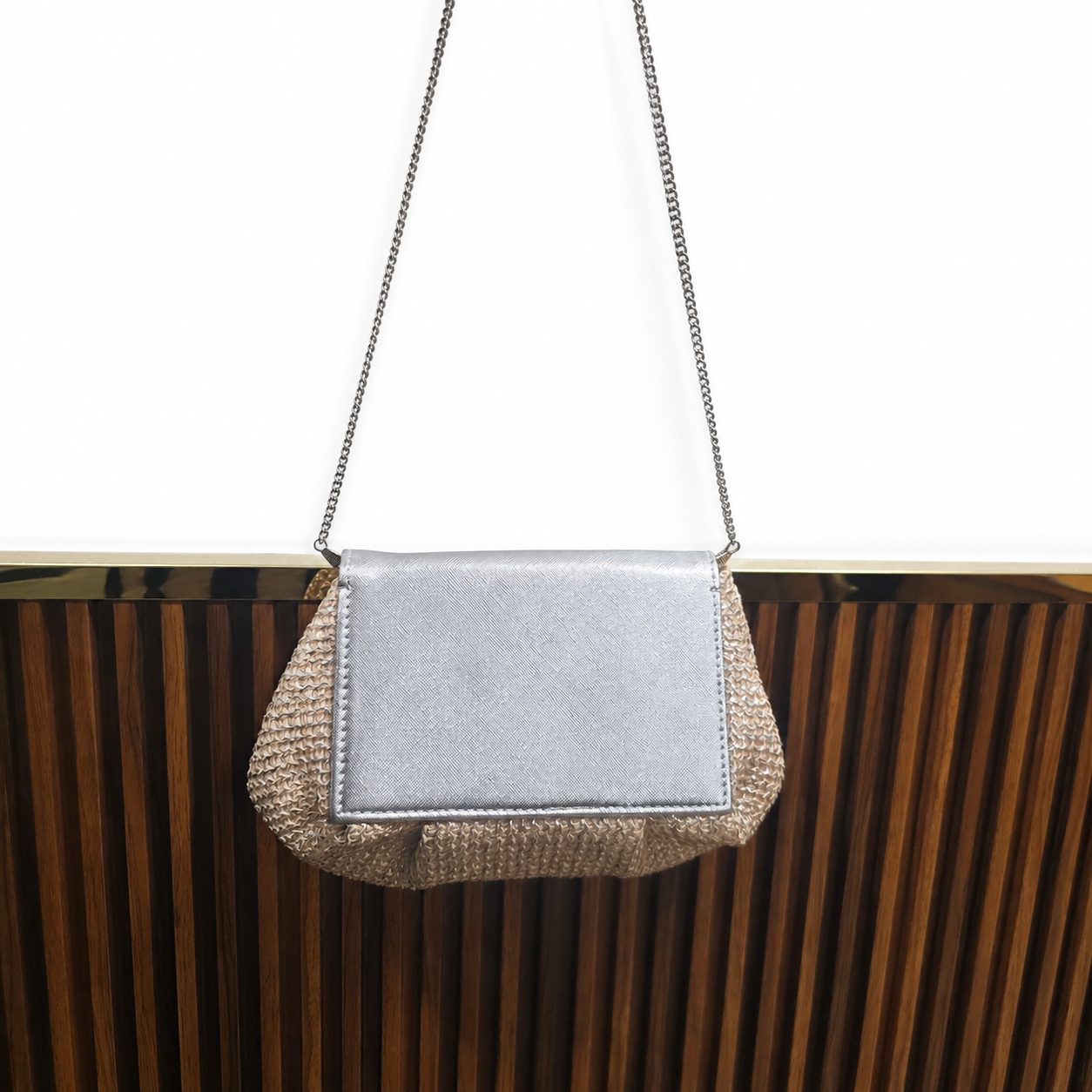 Elephant batua bag in silver