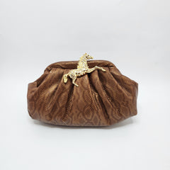 Horse Pouchette in Snake Print [ brown]
