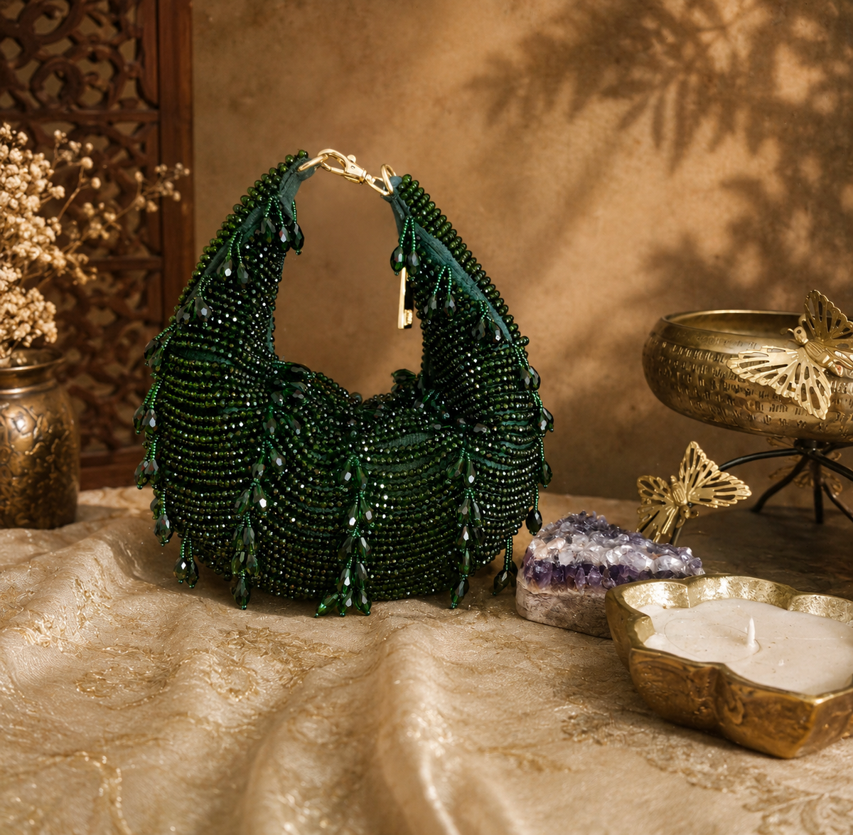 Crystal Droplet moon bag  [Emerald green]