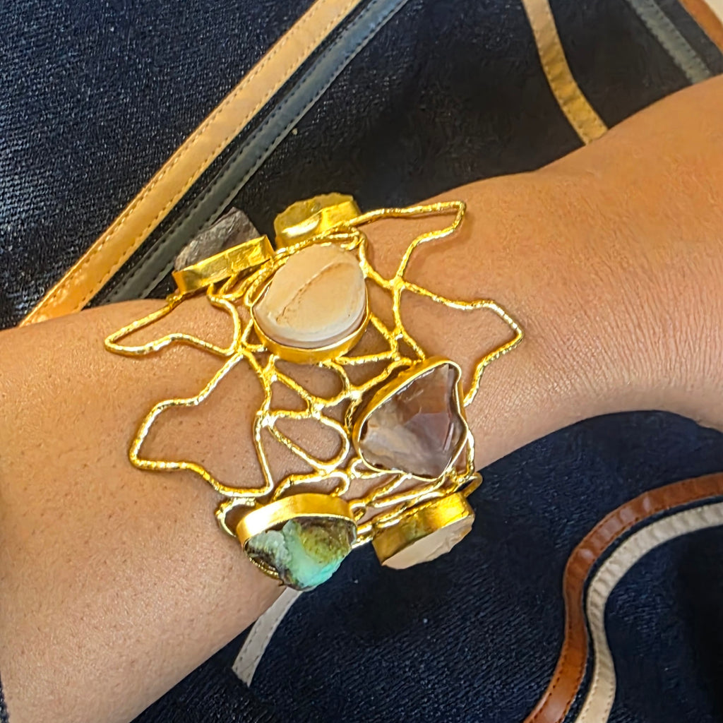 Multi Stone Web Cuff