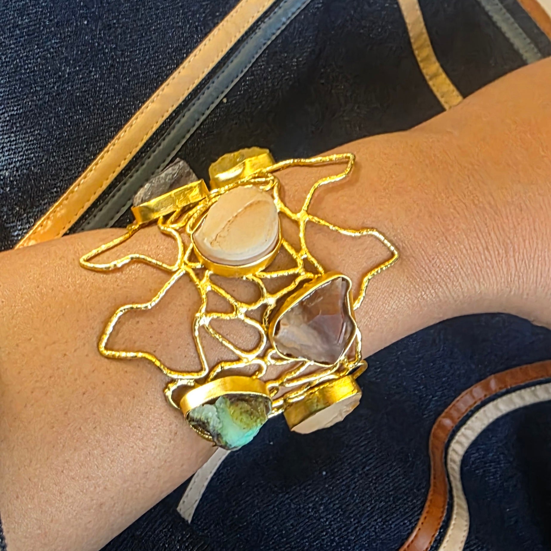 Multi Stone Web Cuff