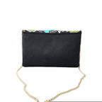 Black Multi Flower Flap Bag