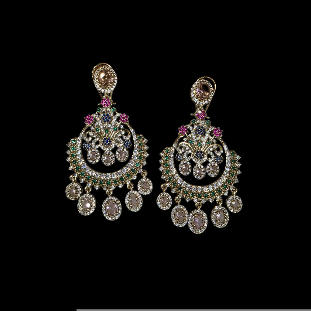 Multi meena kundan chandbali