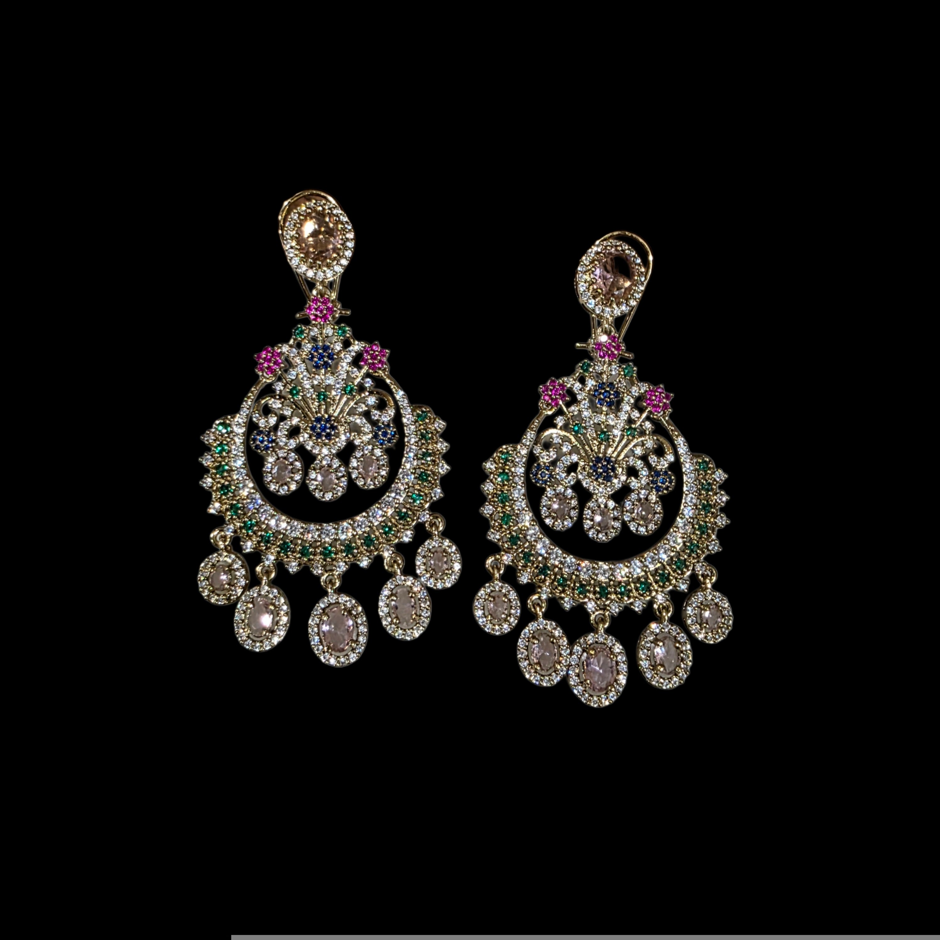 Multi meena kundan chandbali