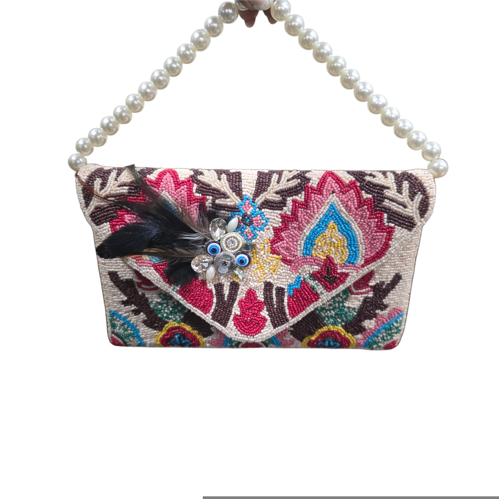Evil eye feather saga flap bag