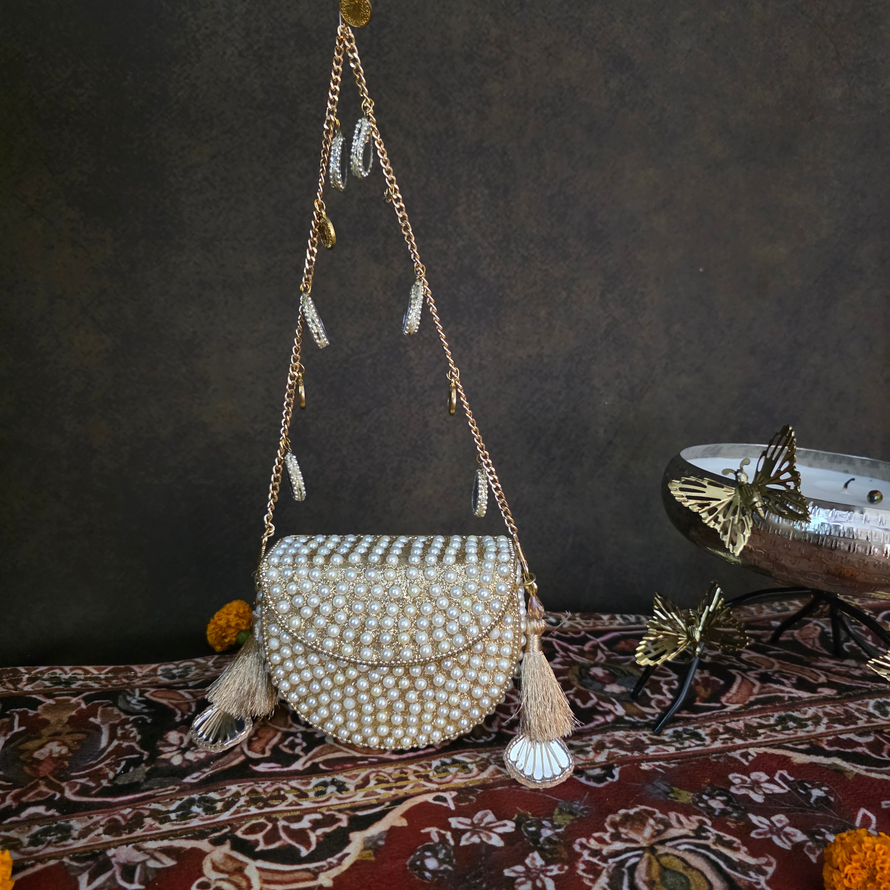 Pearl mosaic mini bag gold Secondary image