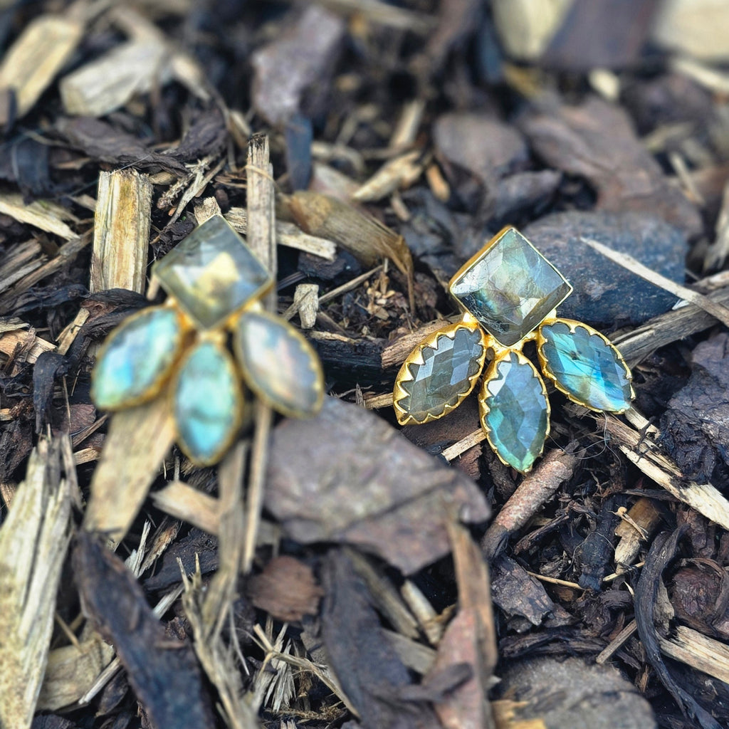 Labradorite fan studs