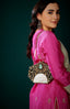 Handcrafted mother of pearl filigree bag with amazonite