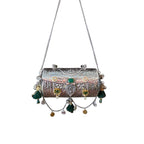 Drum style kundan bag with top handle