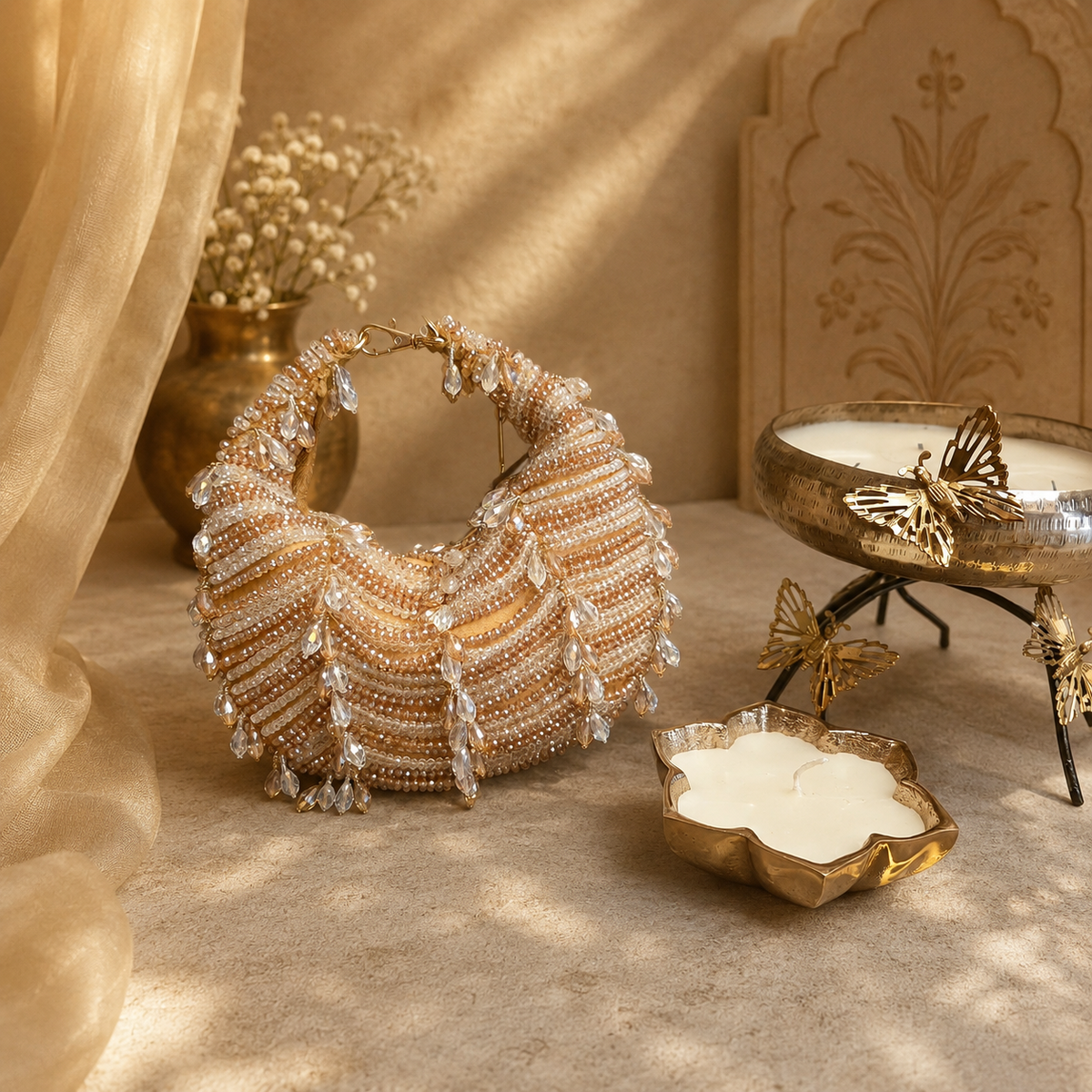 Crystal Droplet moon bag in dual [Gold silver] Main image