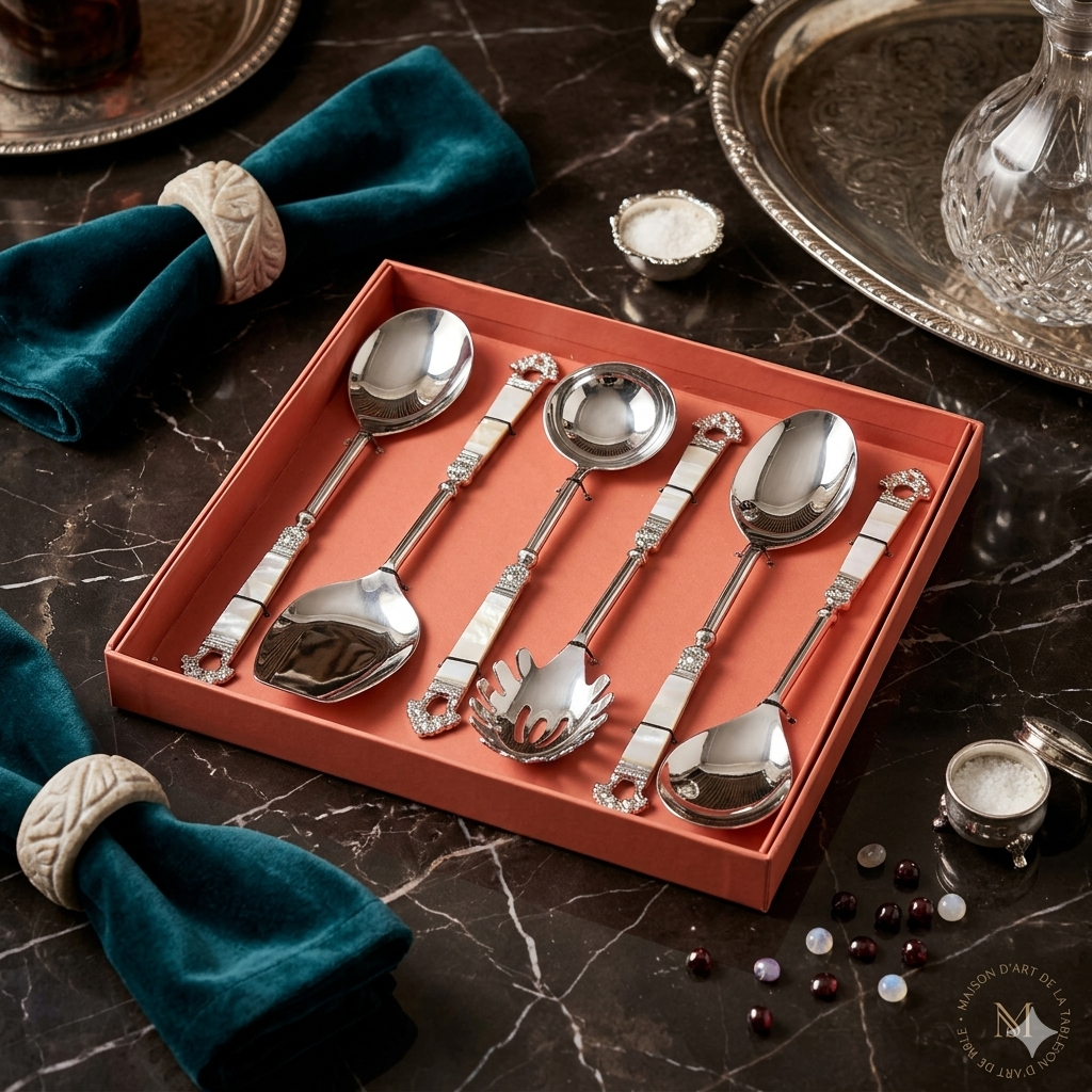 Crown mother of pearl serving cutlery set of 6