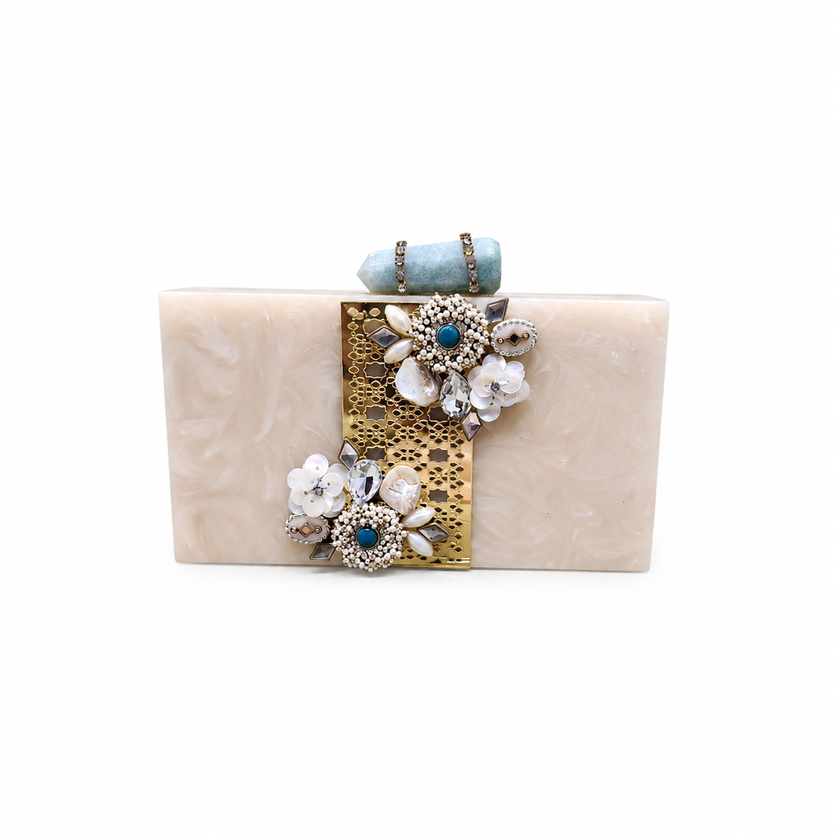 Morrocan Pearl Jaal Bag Beige with Gold Jaal