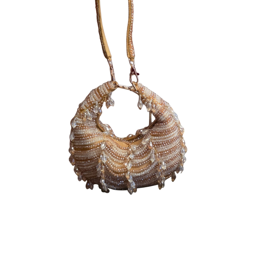Crystal Droplet moon bag in dual [Gold silver]