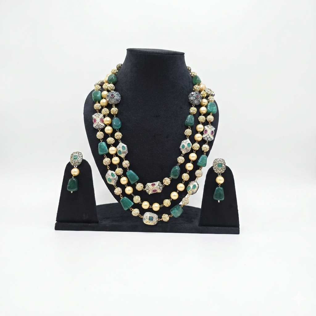 Shades of green multi layer necklace