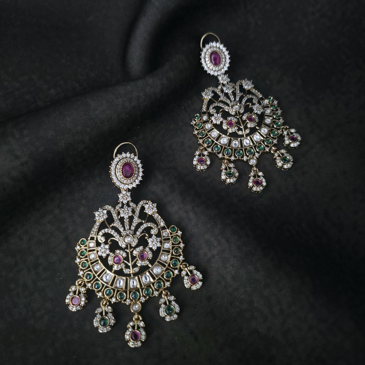 Multi meena kundan chandbali