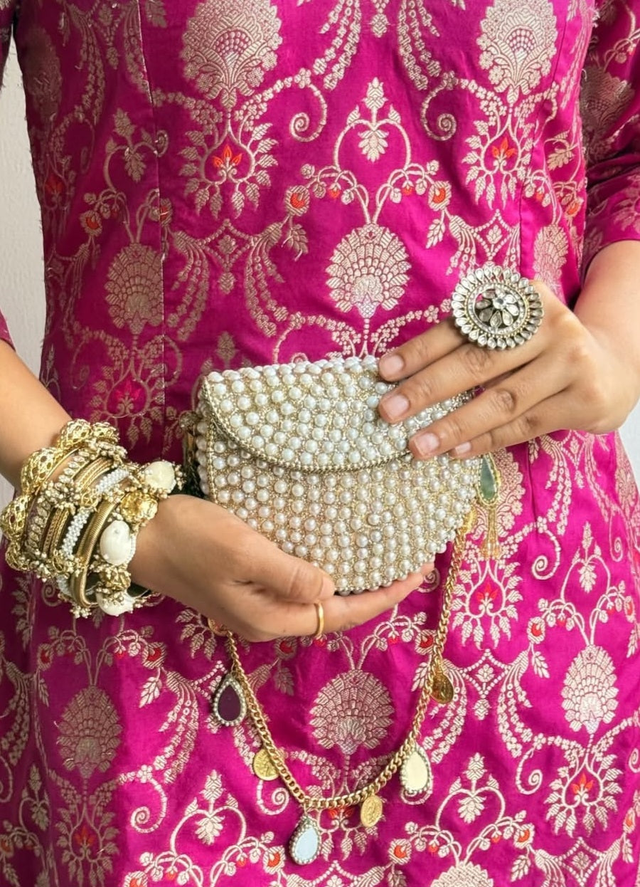 Pearl mosaic mini bag gold