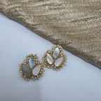 Three pearl leaf earring