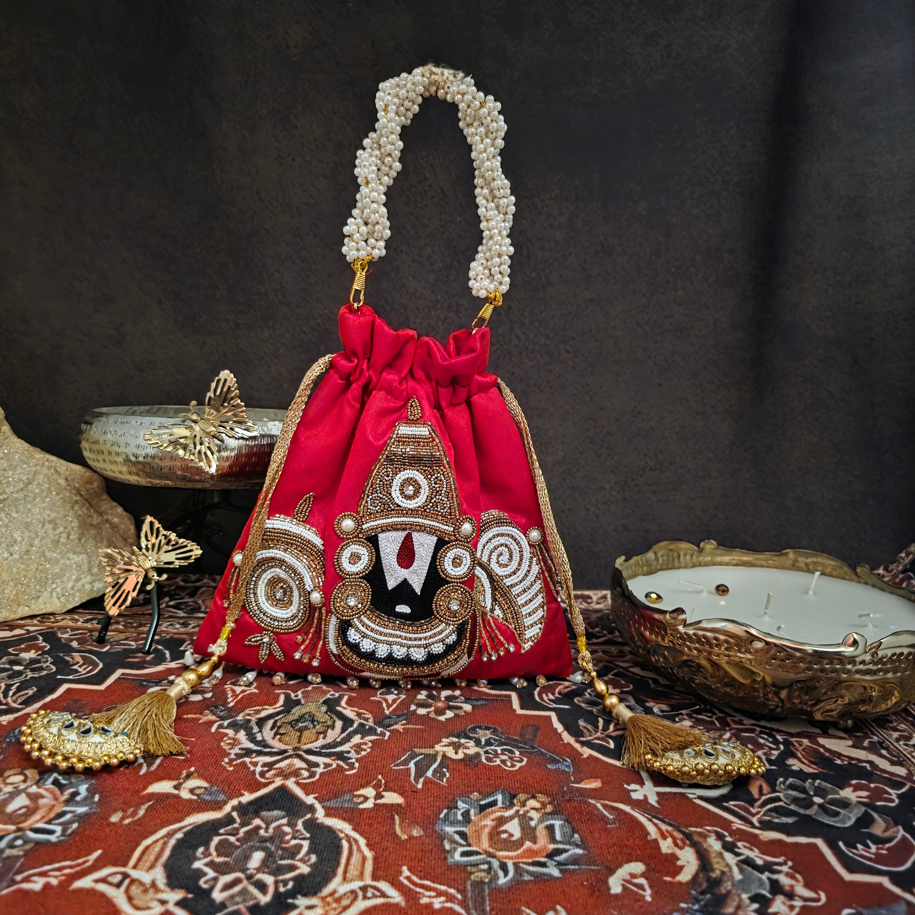 Tirupati potli bag in red Secondary image