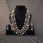 Multi layer stone necklace with pearl chips