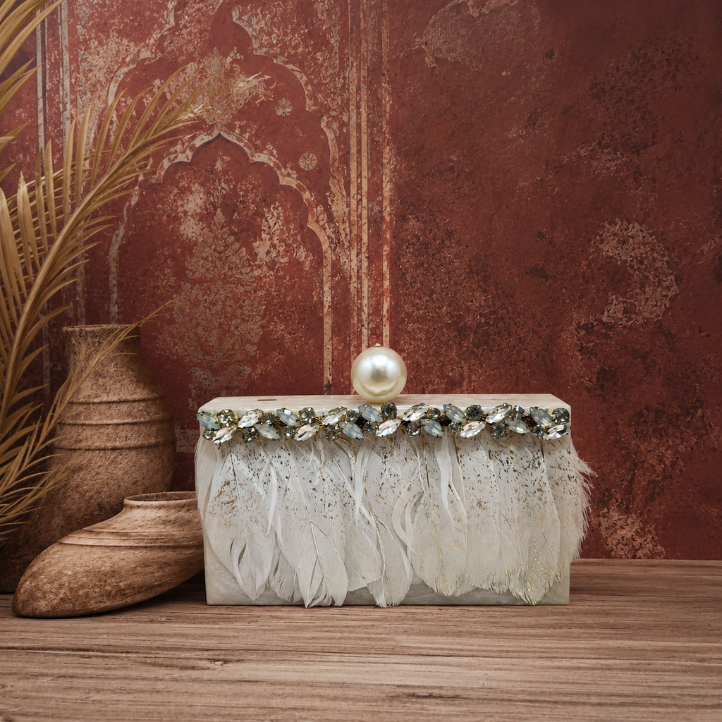 Paksh Clutch - Ivory white
