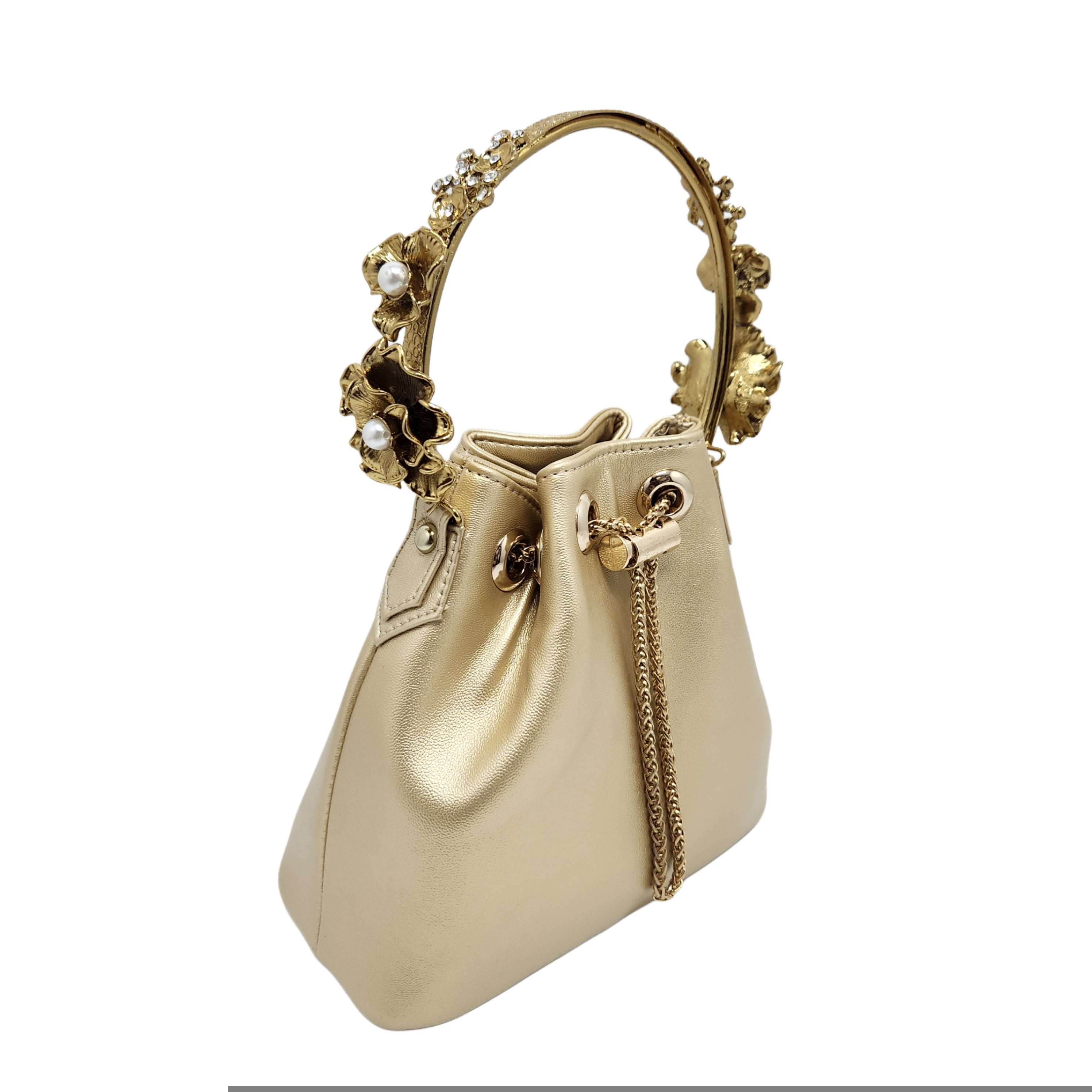 Floral handle bucket bag [ gold ] Secondary image