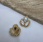 Three pearl leaf earring