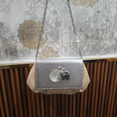 Elephant batua bag in silver