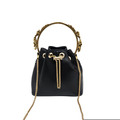 Floral handle bucket bag [black]