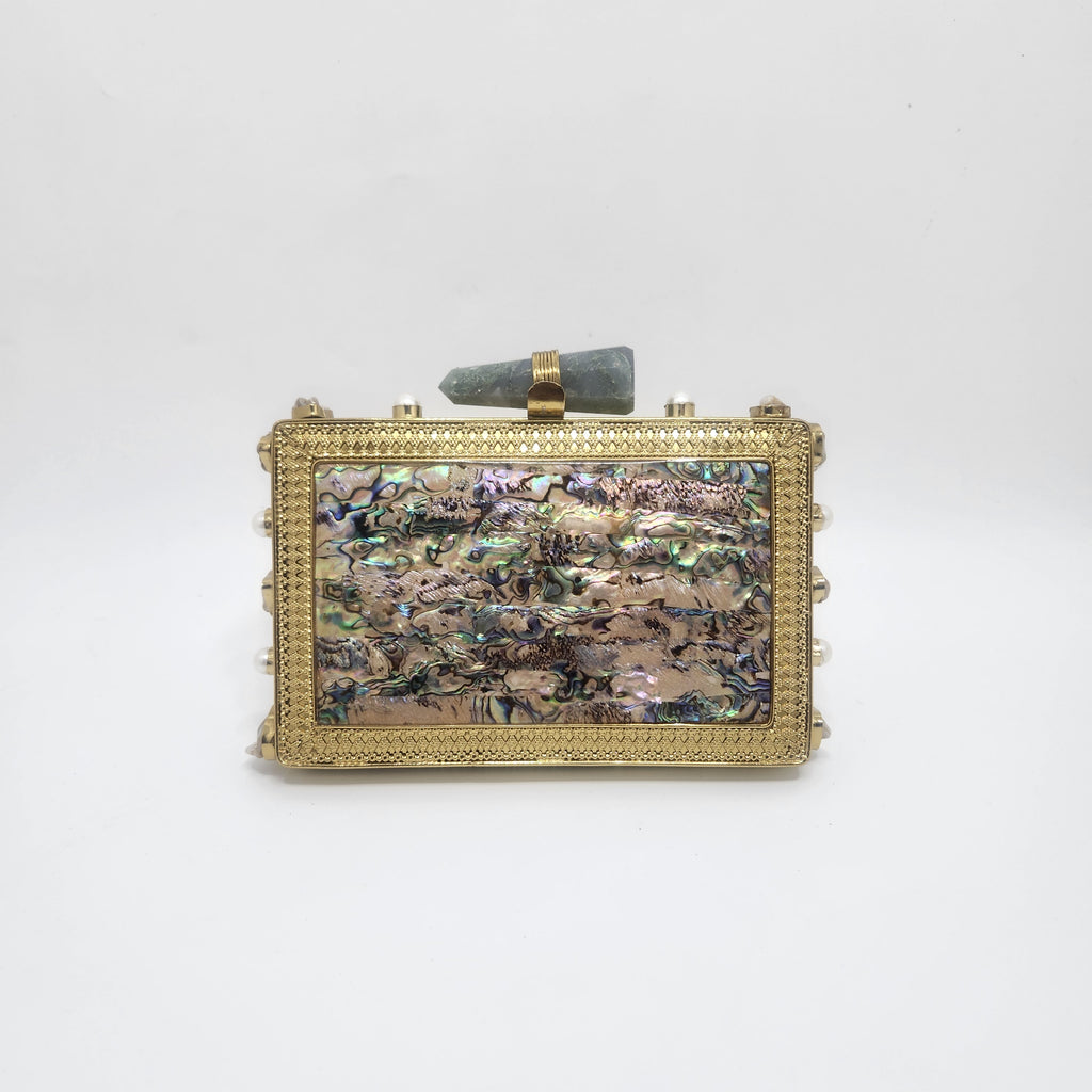Nadia clutch [ green abalone]