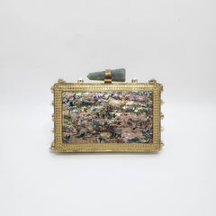 Nadia clutch [ green abalone]