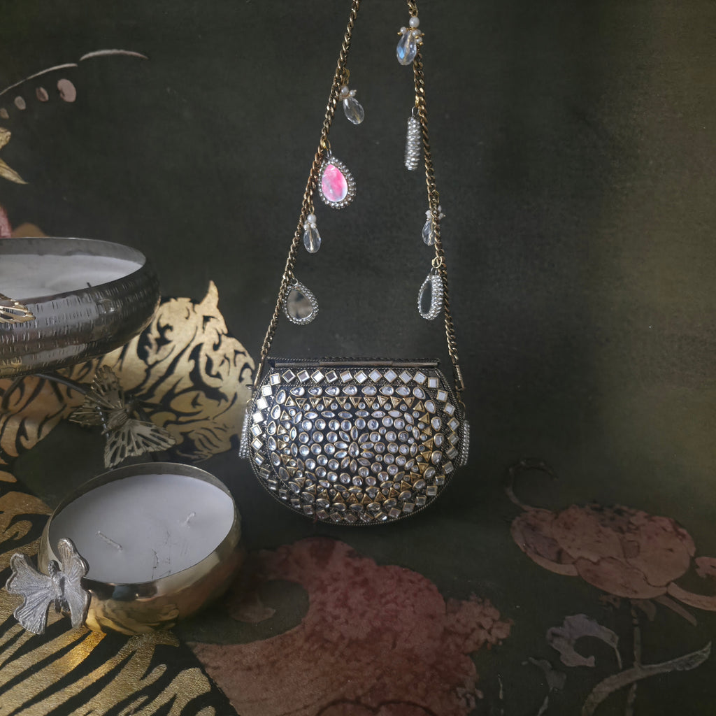 Mini kundan mosaic bag [antique gold]