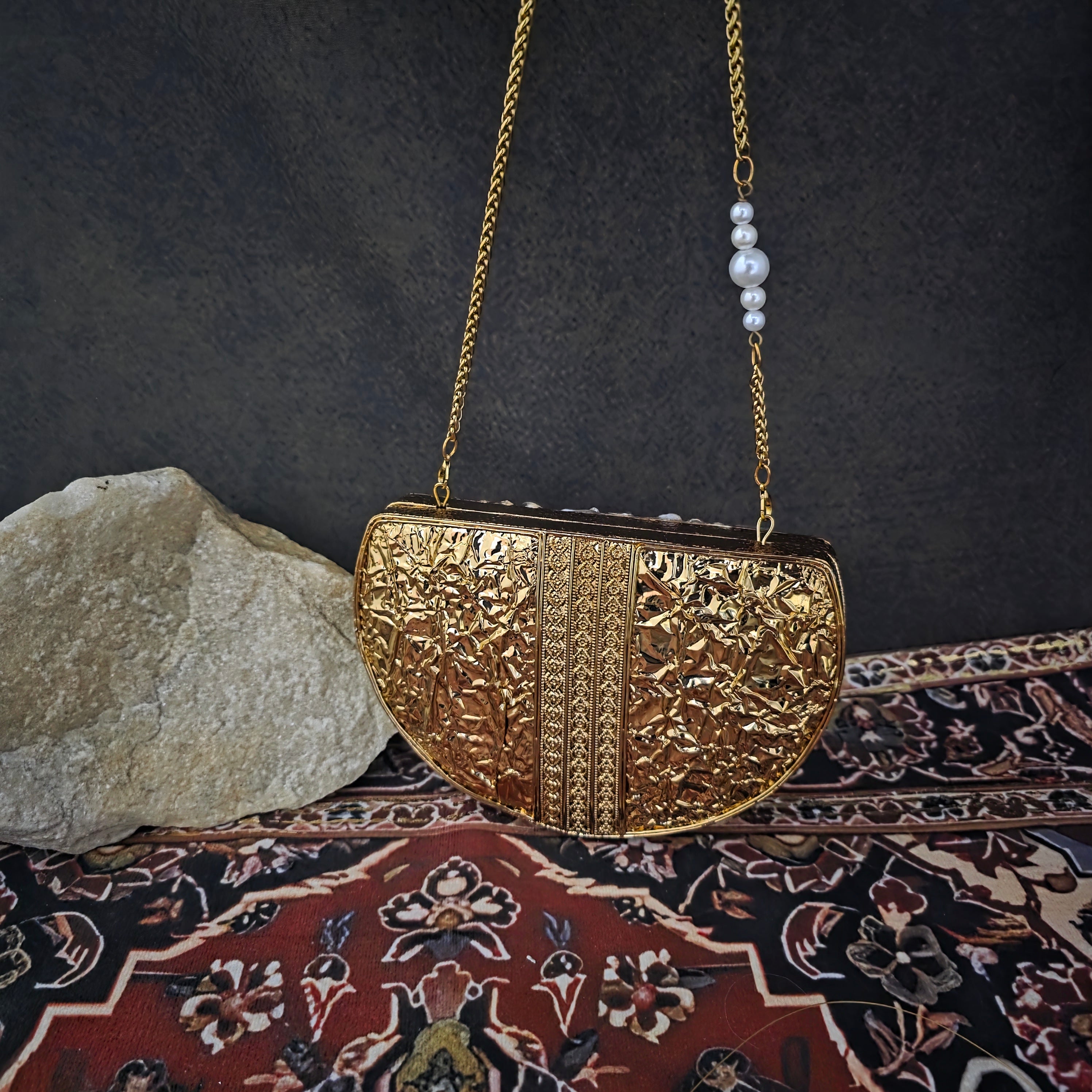 Half chand pearl crystal clutch