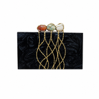 The three stone crisscross clutch [ black]