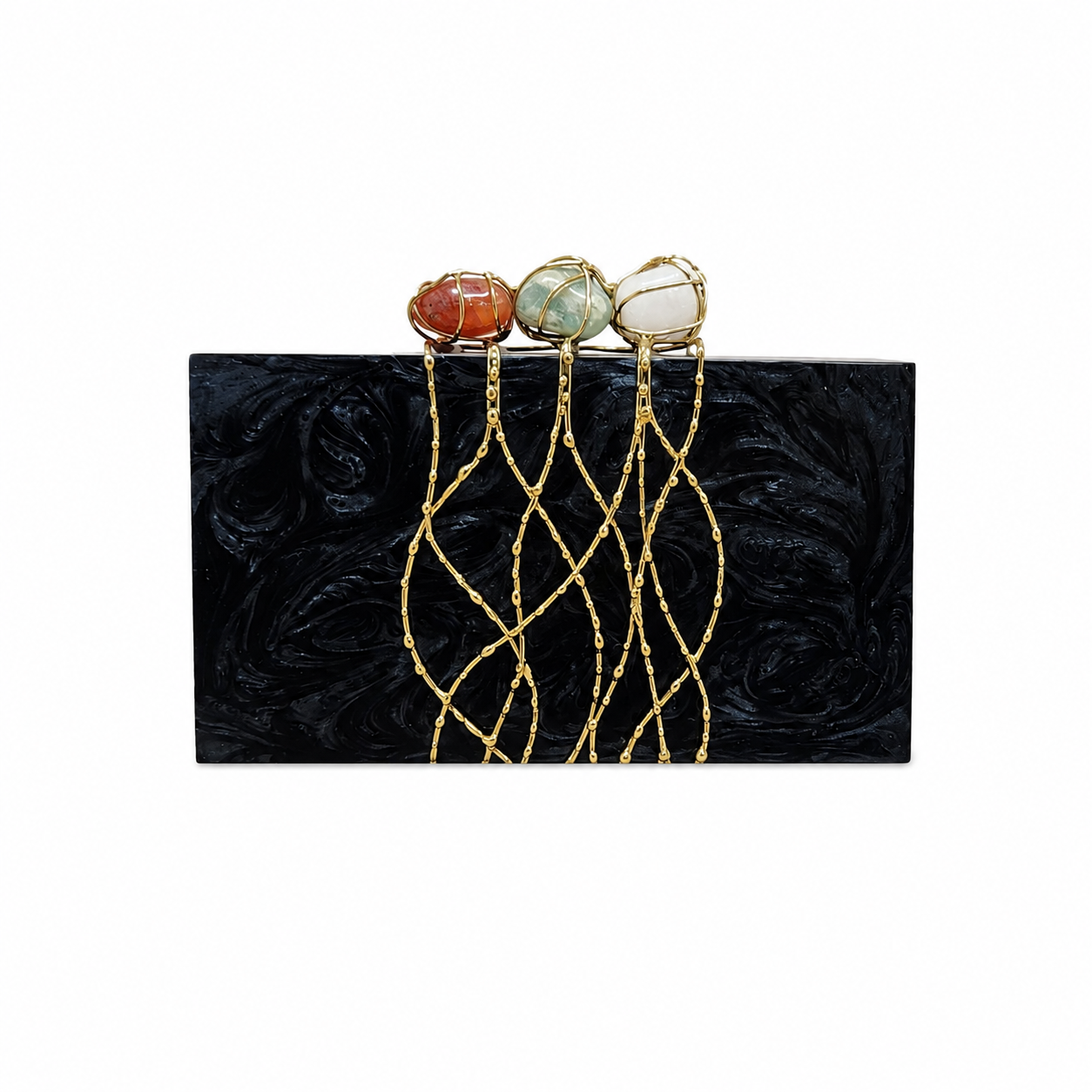 The three stone crisscross clutch [ black]
