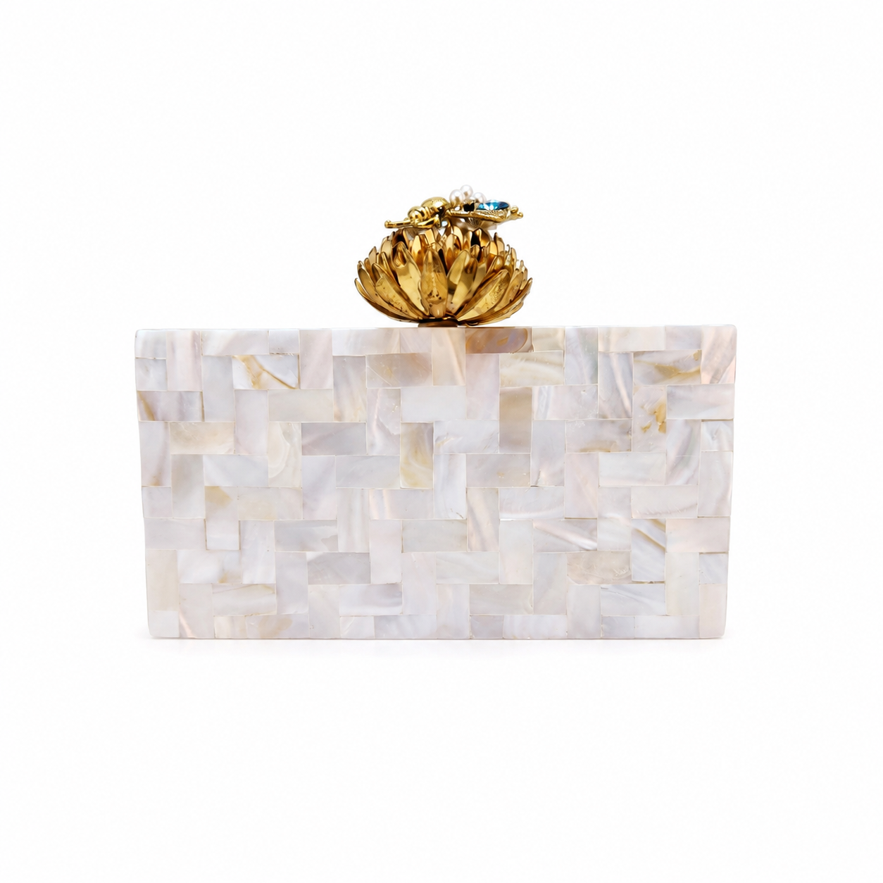 Lotus bee clutch [white mother of pearl]