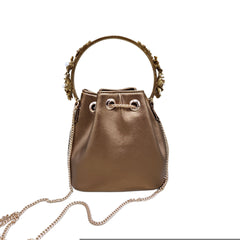 The Floral Handle Bucket Bag [bronze]