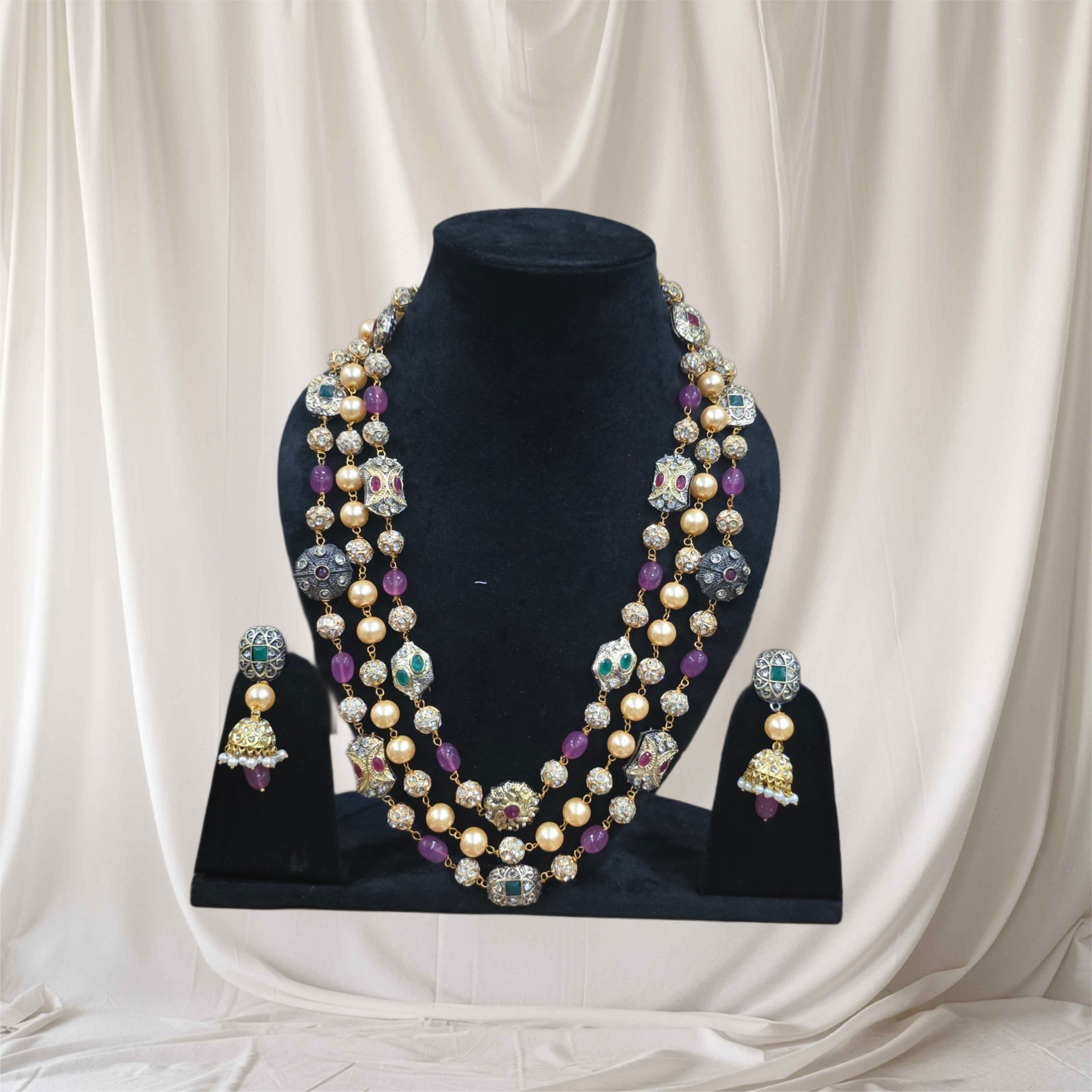 Shades of purple multi layer necklace
