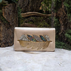 Abalone crystal leaf handle clutch