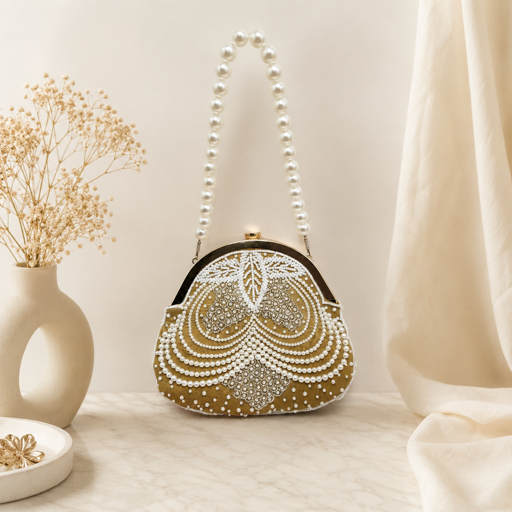 Rosette Cutch Bag in Peach