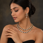 Victorian polki double string necklace set [Victorian polish]