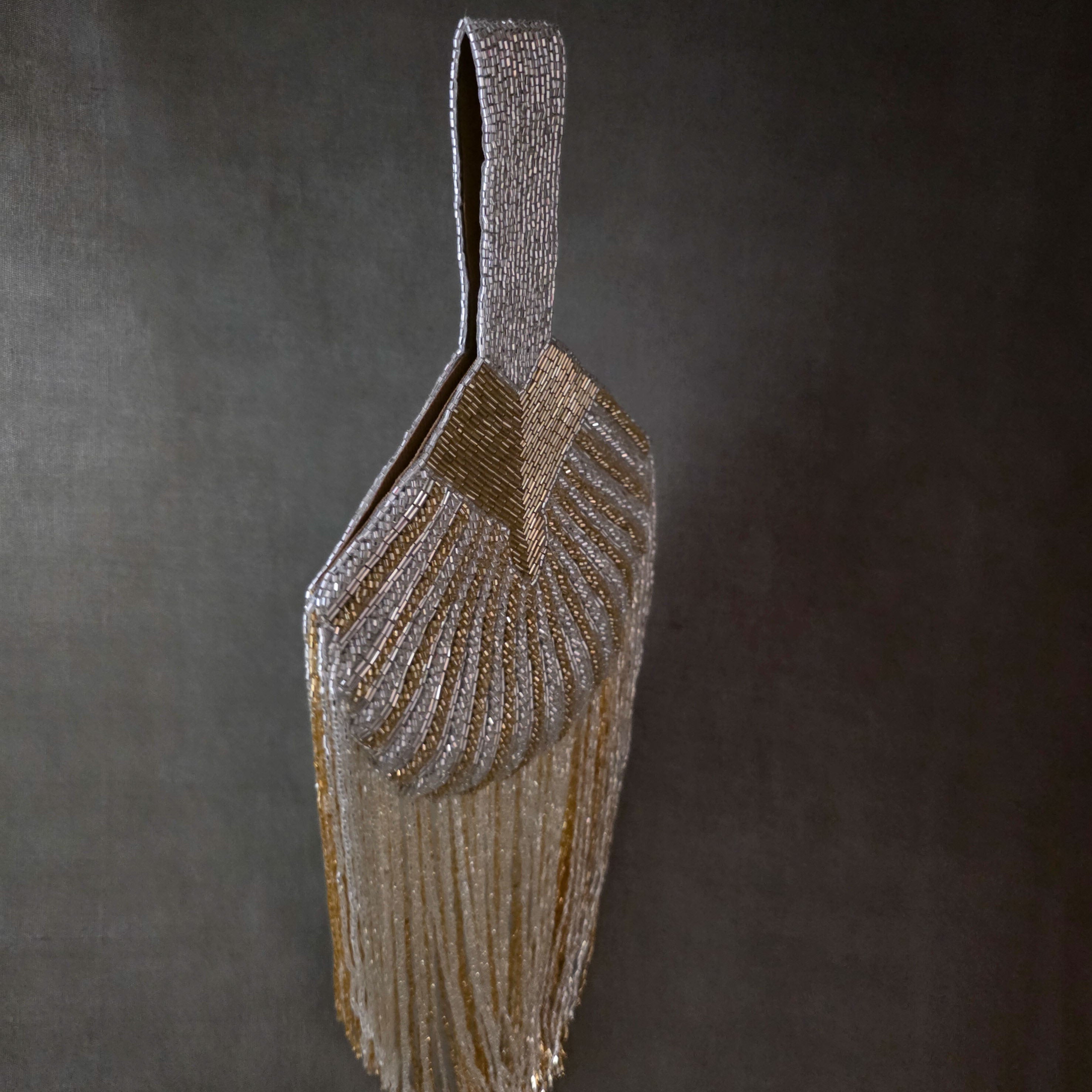 Falling cutdana bag in multi gold and silver Secondary image