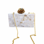 Lotus bee clutch [white mother of pearl]