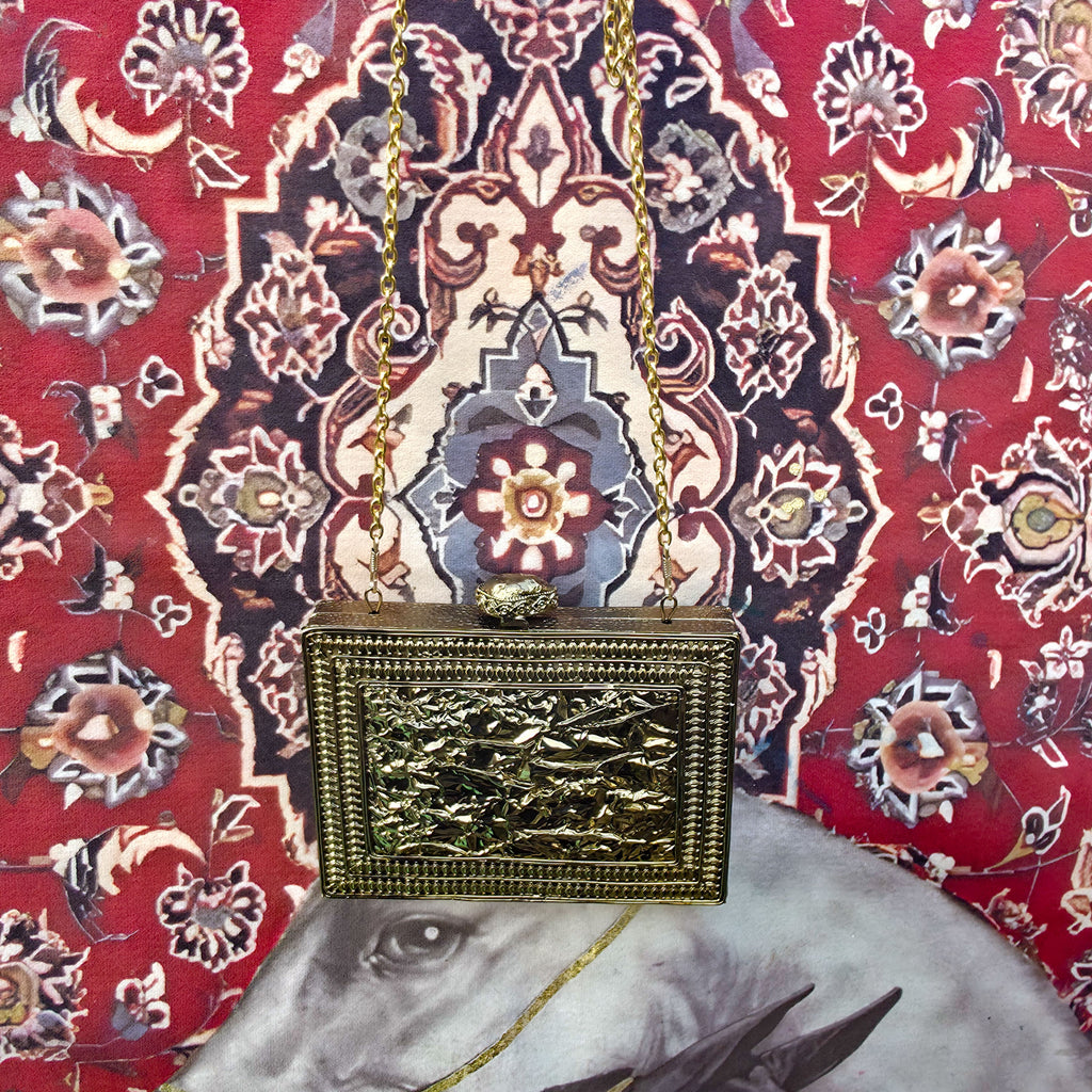 Raas bag antique gold interior view