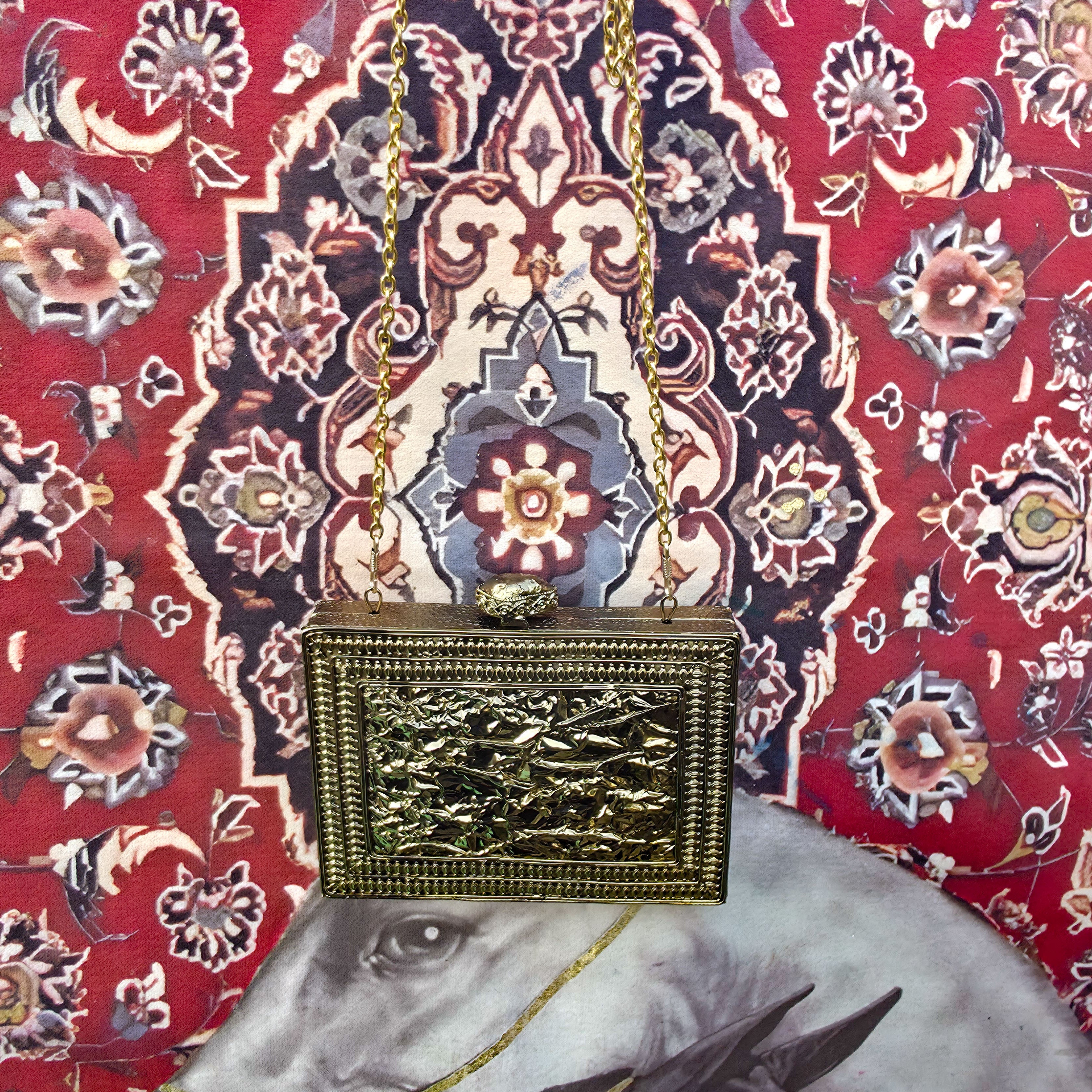 Raas bag antique gold interior view