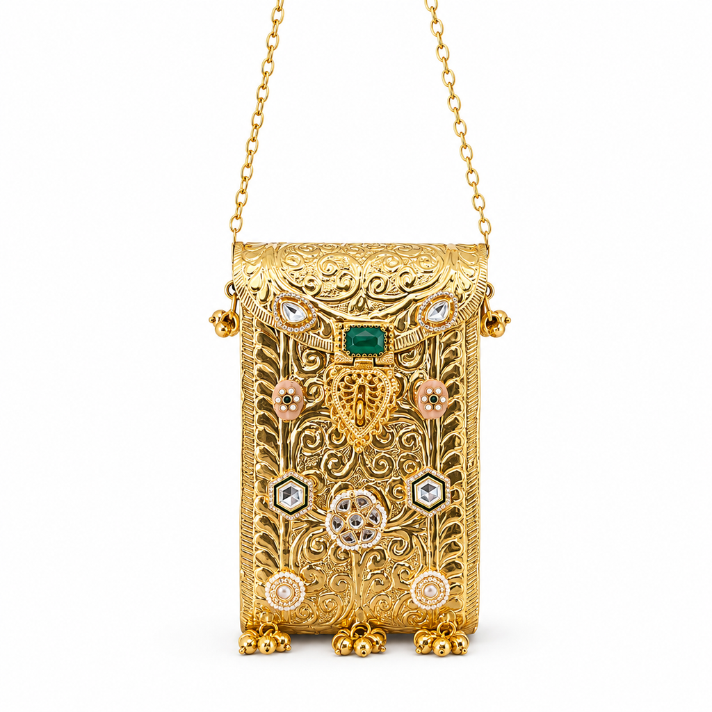 Kundan mobile batua bag [gold]
